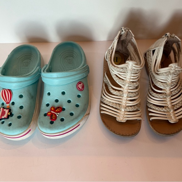 CROCS Other - Kids Blue Clogs and White Sandals Set